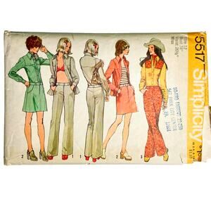 Simplicity 5517 Vintage Sewing Pattern Shirt Jacket Skirt Pants Size 12 Uncut